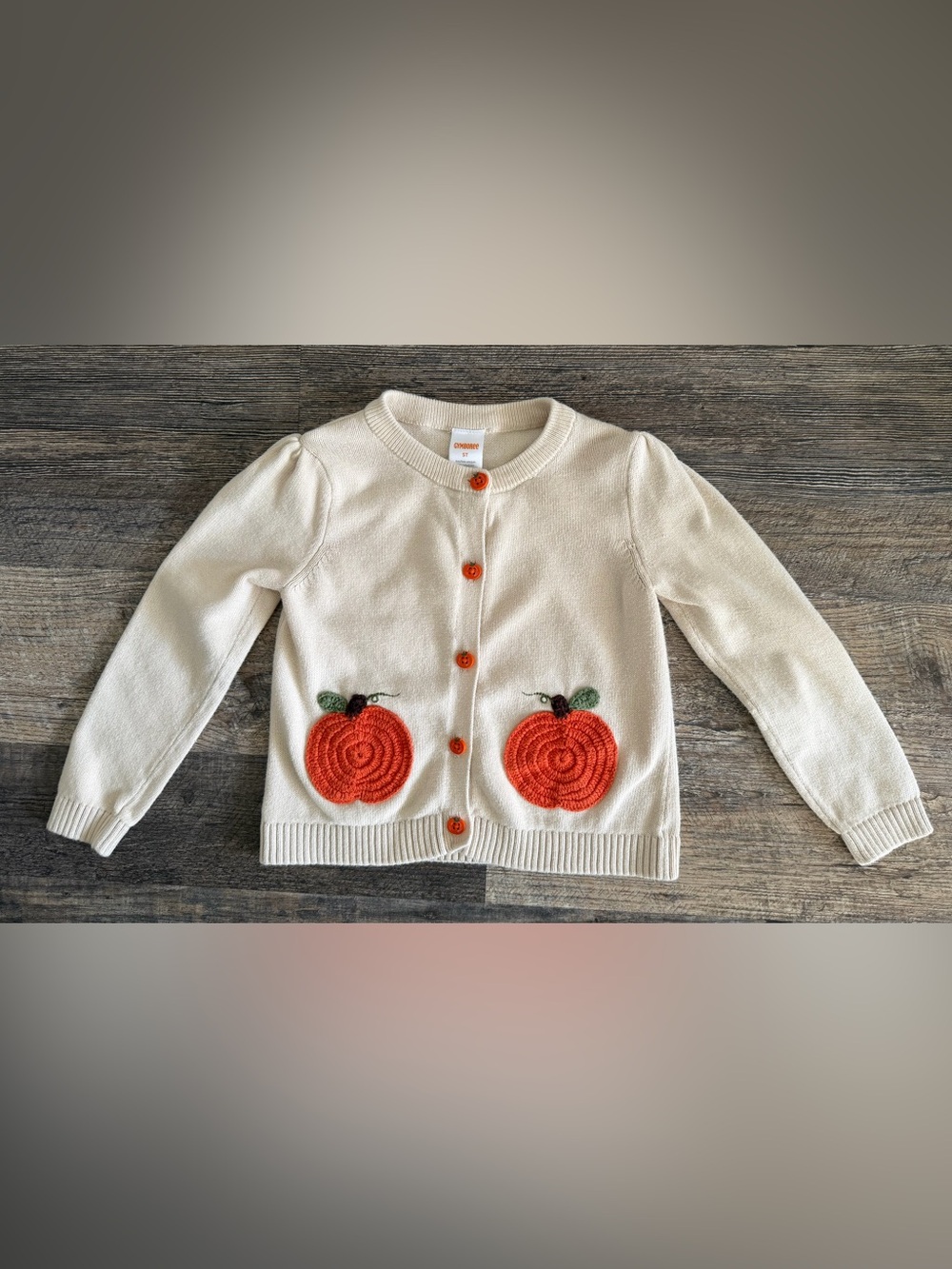 Gymboree youth girls size 5T cream button up cardigan fall vibes/ pumpkin patch